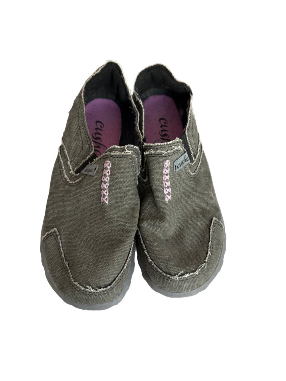 Cushe Slipper II Olive Canvas On Loafer Slippers Moccasin Style Size 7 Women's